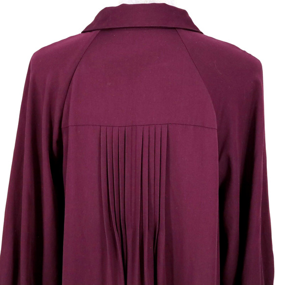 J Jill Dress Plus Size 2X Plum Eggplant Stretch Twill Back Pleats Oversized - Picture 10 of 14